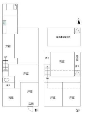 京都市東山区上梅屋町　中古戸建 間取図・土地図