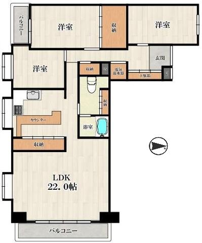 松屋町グランドハイツ 間取図・土地図
