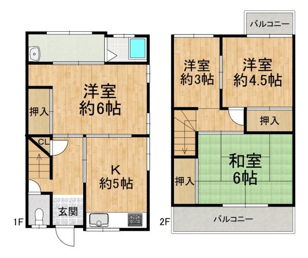 東大阪市上四条町　中古戸建 間取図・土地図