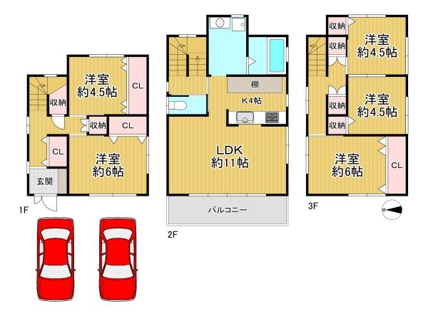 京都市山科区小野西浦　中古戸建 間取図・土地図