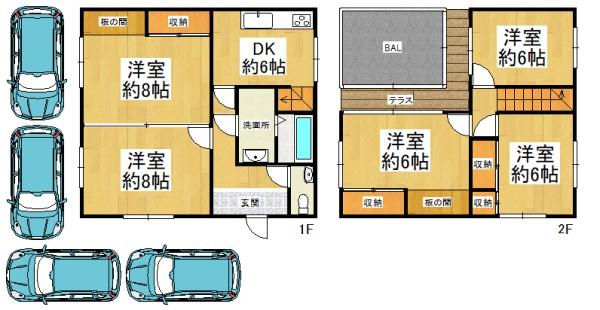 豊能郡能勢町平通　中古戸建 間取図・土地図