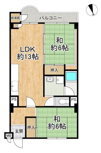 山科音羽マンションA棟 間取図・土地図