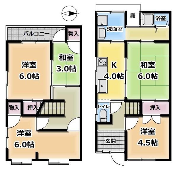 京都市山科区西野山射庭ノ上町　中古戸建 間取図・土地図