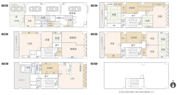 ラレーブ京都大宮堀川通　事務所併用住宅 間取図・土地図