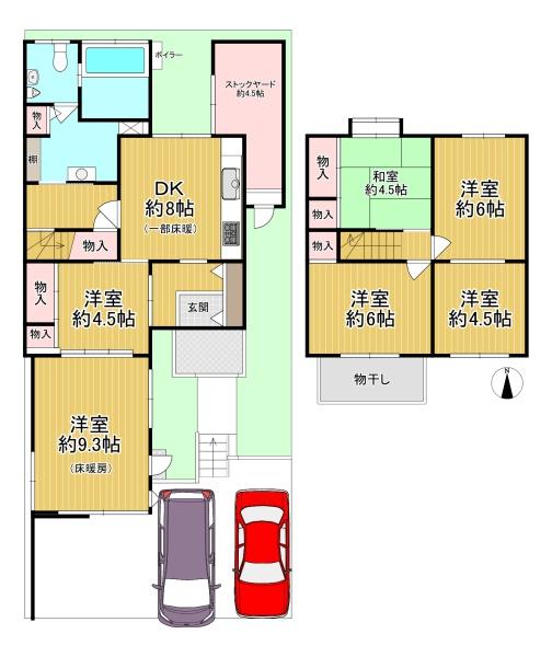 京都市左京区岩倉中在地町　中古テラスハウス 間取図・土地図