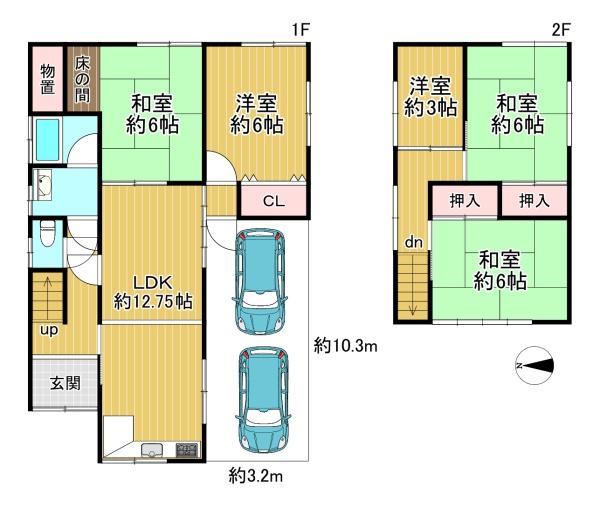 京都市左京区岩倉上蔵町　中古戸建 間取図・土地図