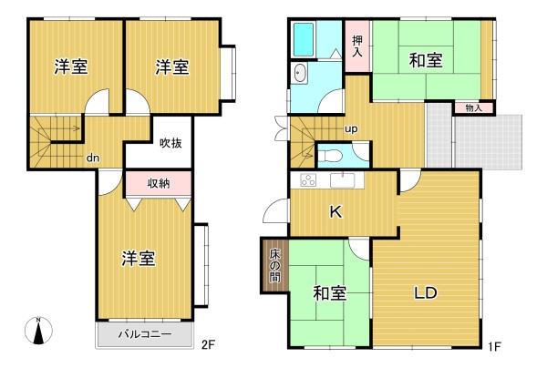 京都市山科区北花山山田町　中古戸建 間取図・土地図