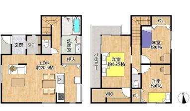 大阪市平野区喜連6丁目　中古戸建 間取図・土地図