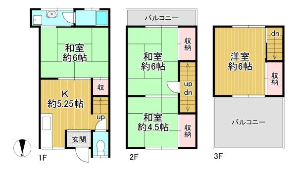 京都市山科区御陵荒巻町　中古戸建 間取図・土地図
