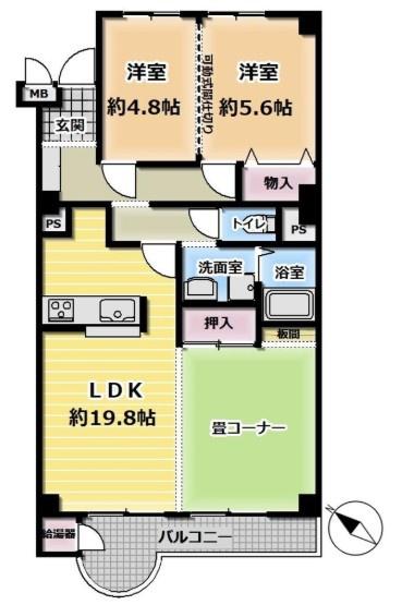 山科音羽マンションA棟 間取図・土地図