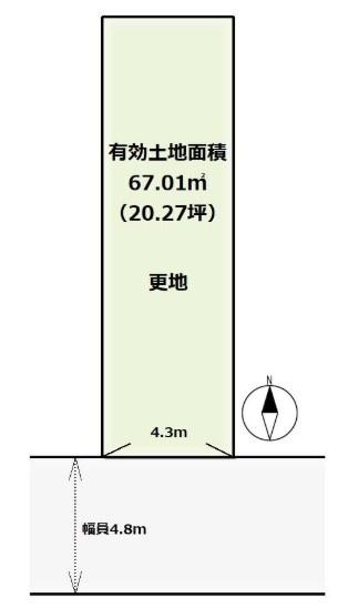 京都市山科区北花山中道町　建築条件無売土地 間取図・土地図