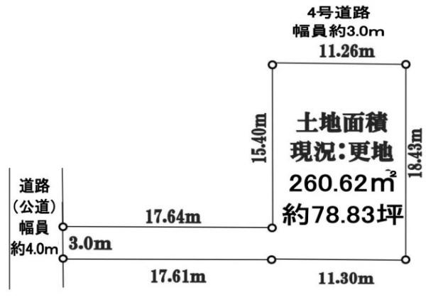 京都市上京区靭屋町　建築条件無売土地 間取図・土地図