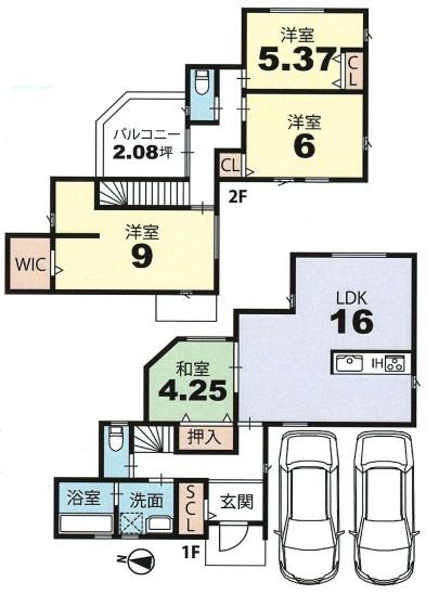 京都市山科区西野山中鳥井町　中古戸建 間取図・土地図