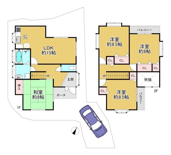 京都市北区衣笠鏡石町　中古戸建 間取図・土地図