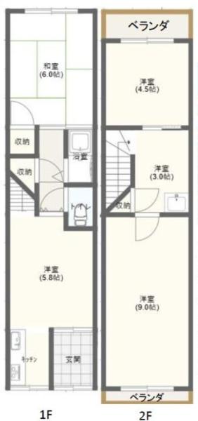 大阪市此花区高見2丁目　中古戸建 間取図・土地図