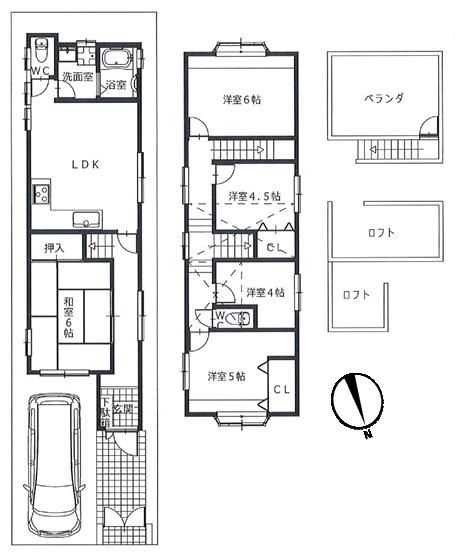 大阪市住吉区遠里小野7丁目　中古戸建 間取図・土地図