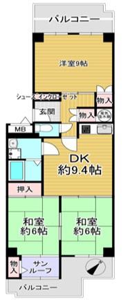 エバーグリーンポートタウン11号棟B 間取図・土地図