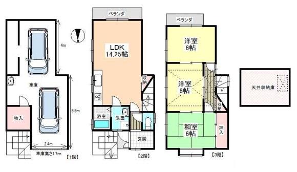 京都市右京区太秦袴田町　中古戸建 間取図・土地図