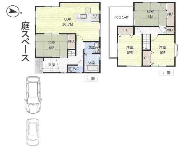 堺市西区菱木1丁　中古戸建 間取図・土地図