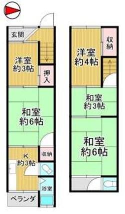 大阪市港区市岡4丁目　中古テラス 間取図・土地図
