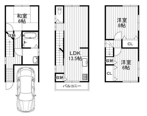 京都市山科区小山中島町　中古戸建 間取図・土地図