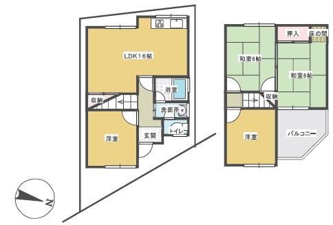 堺市東区南野田　中古戸建 間取図・土地図