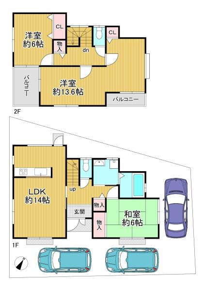 京都市伏見区久我森の宮町　中古戸建 間取図・土地図