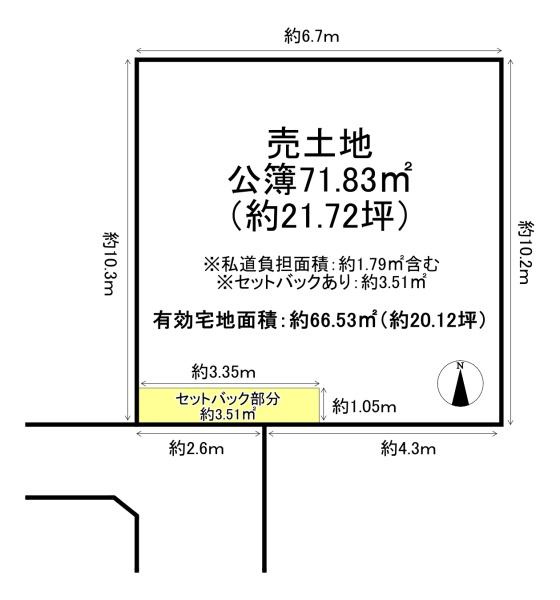 京都市上京区紙屋川町　建築条件無売土地 間取図・土地図