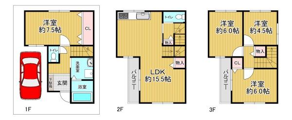 大阪府大阪市大正区北恩加島１丁目 間取図・土地図