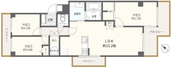 エバーグリーンポートタウン11号棟A 間取図・土地図