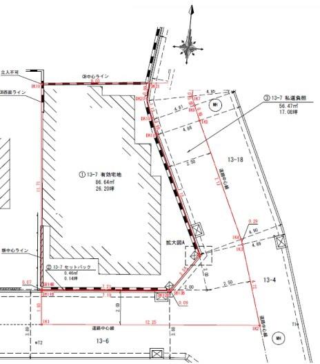 京都市右京区花園岡ノ本町　古家付売土地 間取図・土地図