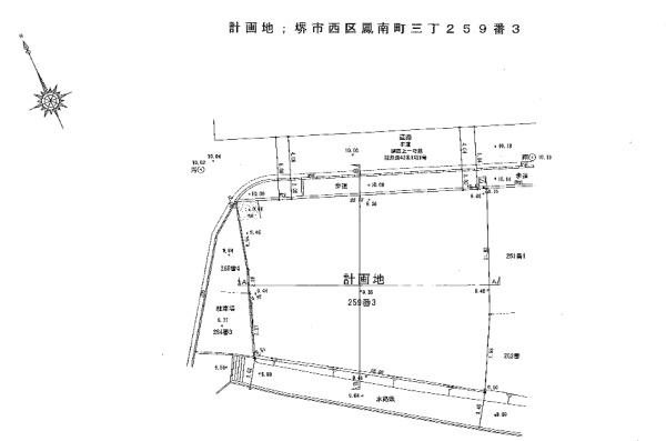 堺市西区鳳南町3丁　売土地 間取図・土地図