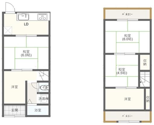 堺市西区浜寺石津町西4丁　中古テラス 間取図・土地図