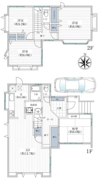 堺市美原区さつき野東3丁　中古戸建 間取図・土地図