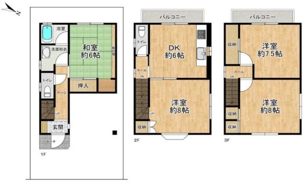 堺市西区浜寺石津町中3丁　中古戸建 間取図・土地図