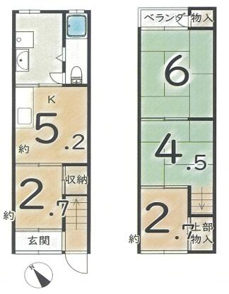 大阪市此花区西九条1丁目　中古テラス 間取図・土地図