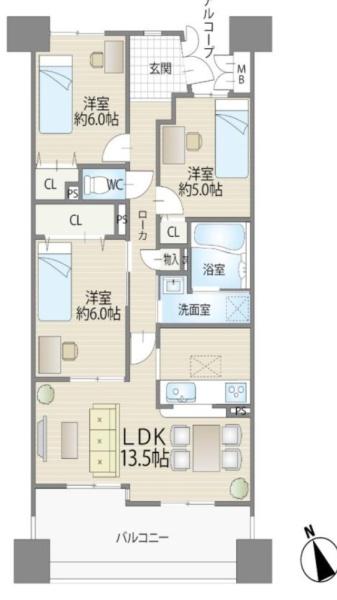 シティコーポ住之江1号棟EAST 間取図・土地図