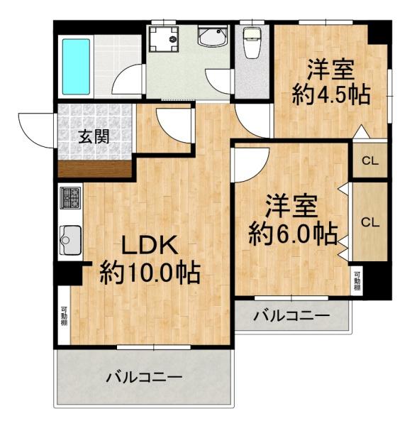 フレール長田室内西 間取図・土地図