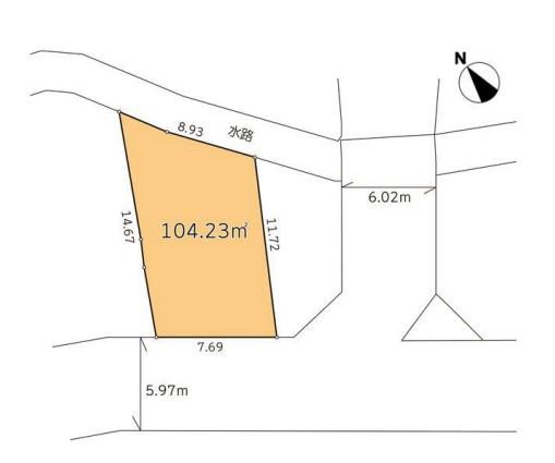 京都市山科区小山北溝町　建築条件無売土地 間取図・土地図