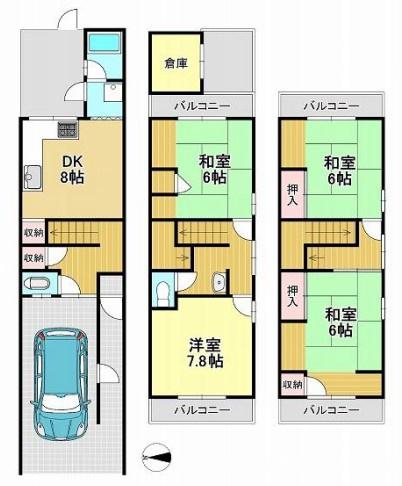 京都市伏見区西大文字町　中古戸建 間取図・土地図