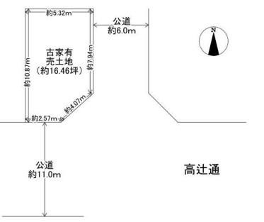 京都市右京区西院西平町　古家付売土地 間取図・土地図