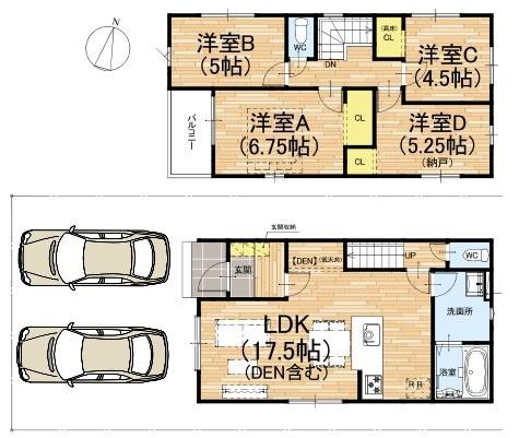 京都市北区上賀茂北ノ原町　3号地　新築戸建 間取図・土地図