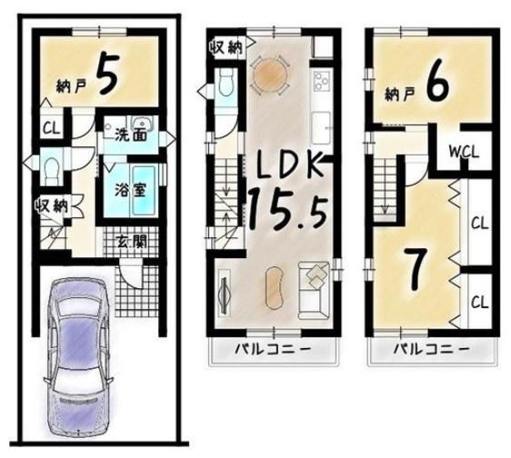 京都市右京区太秦中筋町　中古戸建 間取図・土地図