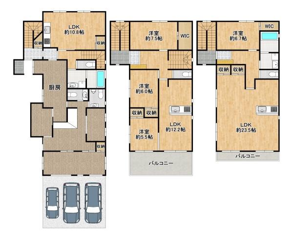 堺市堺区旭ヶ丘南町2丁　中古戸建 間取図・土地図