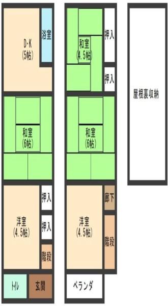 大阪市住吉区庭井1丁目　中古戸建 間取図・土地図