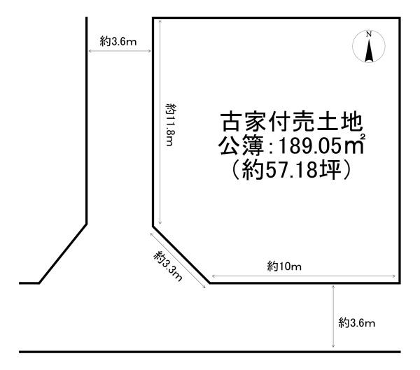 宇治市広野町桐生谷　古家付売土地 間取図・土地図