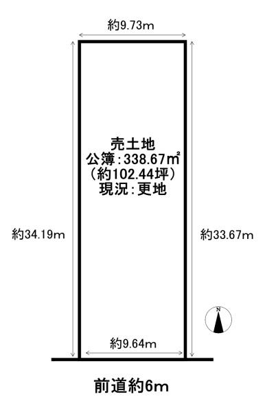 宇治市広野町小根尾　建築条件無売土地 間取図・土地図