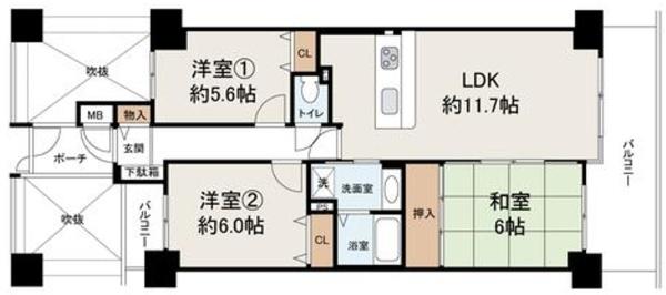 メイツ北野田 間取図・土地図
