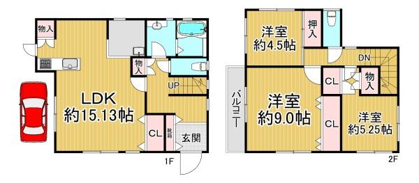 垂水区北舞子4丁目　中古戸建 間取図・土地図