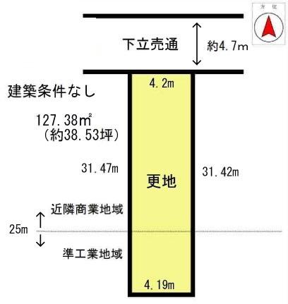京都市上京区田中町　建築条件無売土地 間取図・土地図